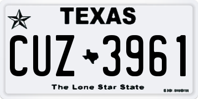 TX license plate CUZ3961