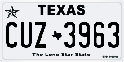 TX license plate CUZ3963