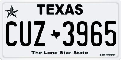 TX license plate CUZ3965