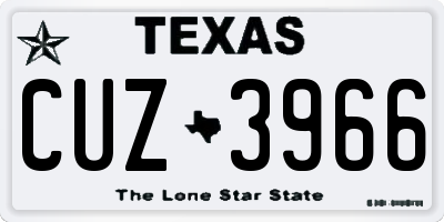 TX license plate CUZ3966