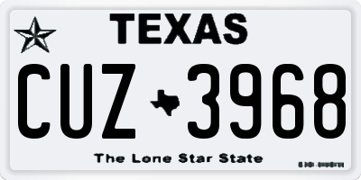 TX license plate CUZ3968