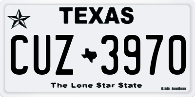 TX license plate CUZ3970
