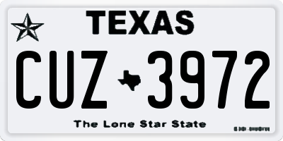 TX license plate CUZ3972