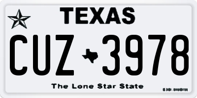 TX license plate CUZ3978