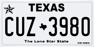 TX license plate CUZ3980