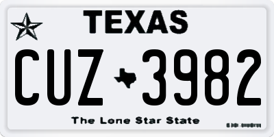TX license plate CUZ3982