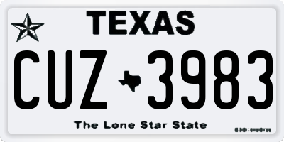 TX license plate CUZ3983