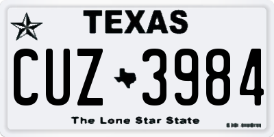 TX license plate CUZ3984