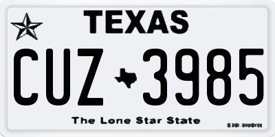 TX license plate CUZ3985