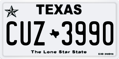 TX license plate CUZ3990