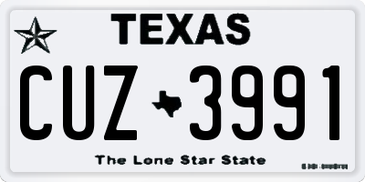 TX license plate CUZ3991