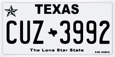 TX license plate CUZ3992