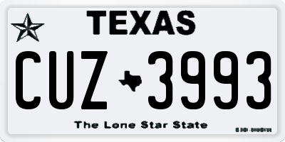 TX license plate CUZ3993