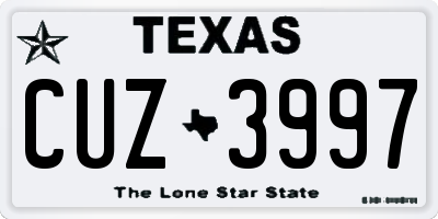 TX license plate CUZ3997