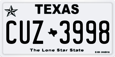 TX license plate CUZ3998