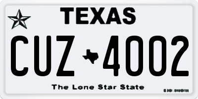 TX license plate CUZ4002