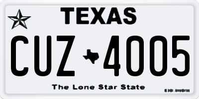 TX license plate CUZ4005