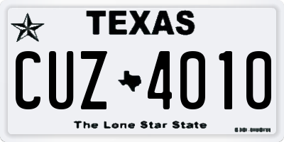 TX license plate CUZ4010