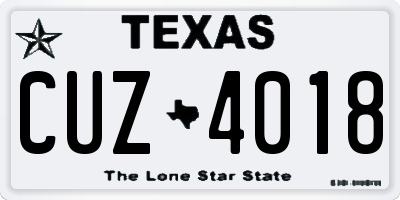 TX license plate CUZ4018