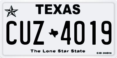 TX license plate CUZ4019