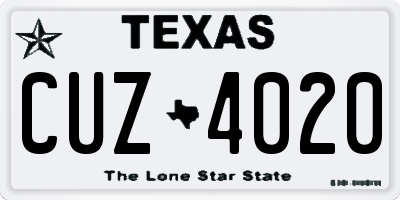 TX license plate CUZ4020