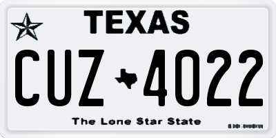 TX license plate CUZ4022