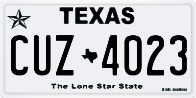TX license plate CUZ4023
