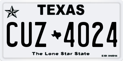 TX license plate CUZ4024