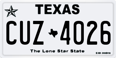 TX license plate CUZ4026