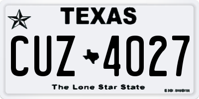 TX license plate CUZ4027