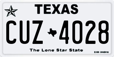TX license plate CUZ4028