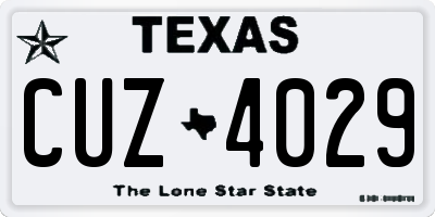 TX license plate CUZ4029