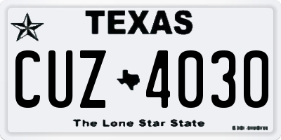 TX license plate CUZ4030