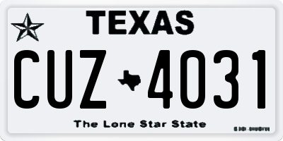 TX license plate CUZ4031