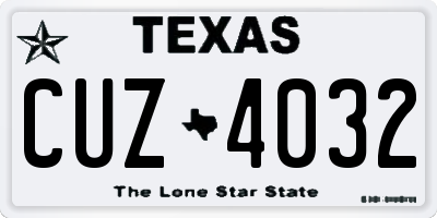 TX license plate CUZ4032