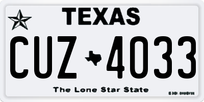 TX license plate CUZ4033