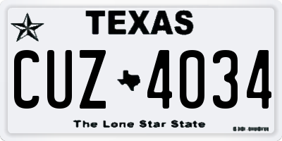 TX license plate CUZ4034