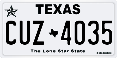 TX license plate CUZ4035