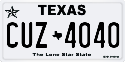 TX license plate CUZ4040
