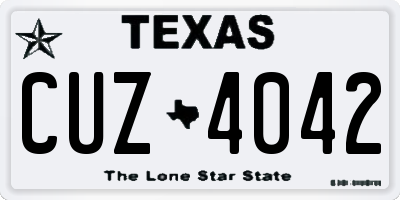 TX license plate CUZ4042