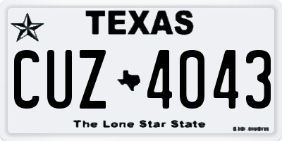 TX license plate CUZ4043