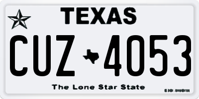 TX license plate CUZ4053