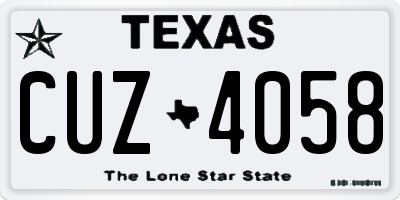 TX license plate CUZ4058