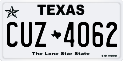 TX license plate CUZ4062