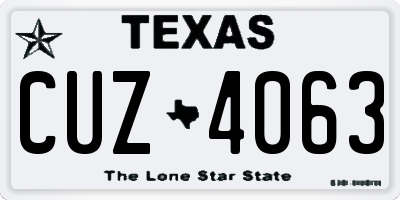 TX license plate CUZ4063