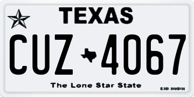 TX license plate CUZ4067