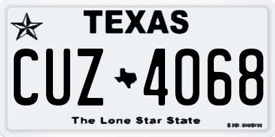 TX license plate CUZ4068