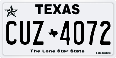 TX license plate CUZ4072