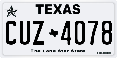 TX license plate CUZ4078