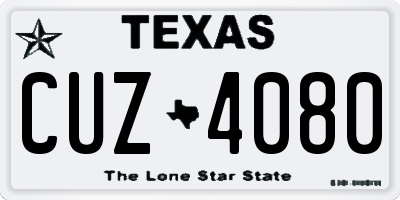 TX license plate CUZ4080